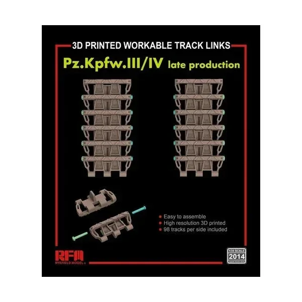 1/35 Ryefield Models 3D Printed Workable Track Links Pz.Kpfw.III/IV Late Production 2014