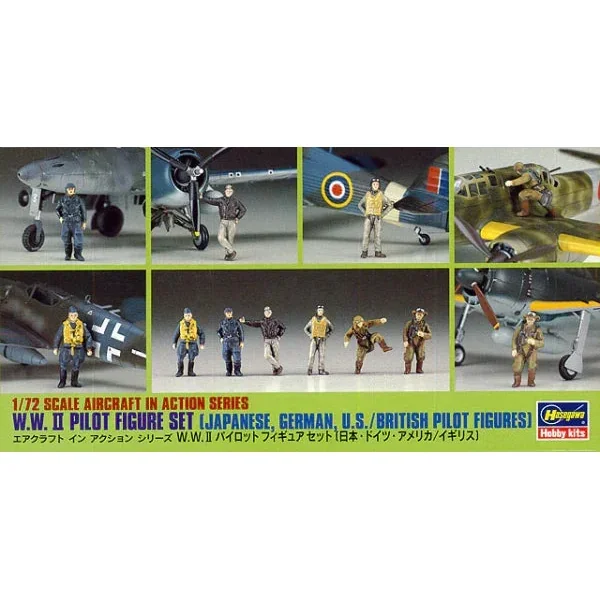 1/72 Hasegawa WWII Pilot Figure Set (Japanese, German, U.S./British Pilot Figures) 35008