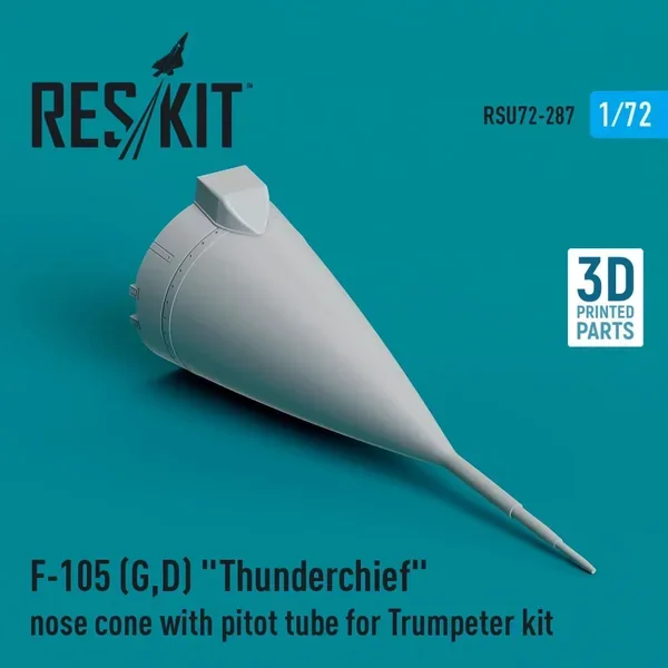 1/72 Reskit F-105 (G,D) Thunderchief nose cone with pitot tube for Trumpeter kit (3D Printed)