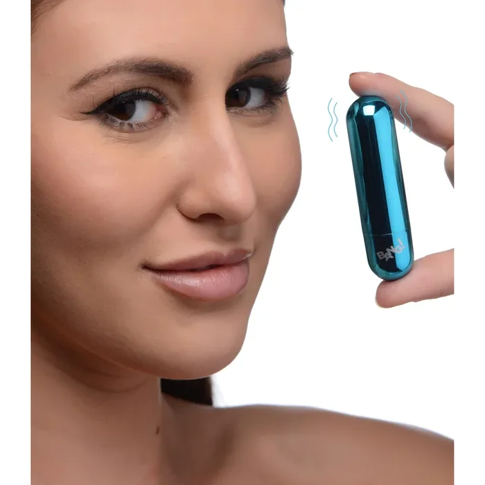 10X Rechargeable Vibrating Metallic Bullet – Blue