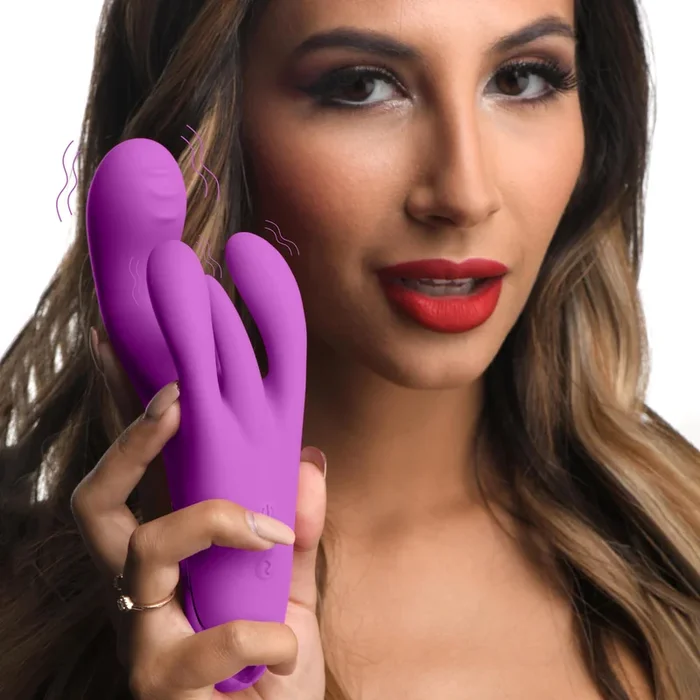 10X Triple Rabbit Silicone Vibrator – Purple