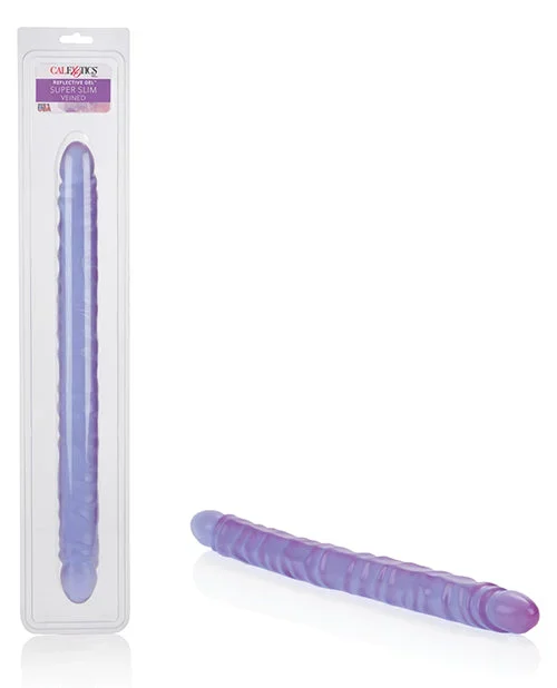 17″ Slim Jim Duo Veined Super Slim Dong – Reflective Gel Purple