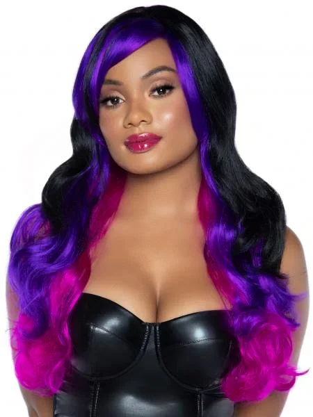 24″ Allure Long Wavy Wig – Black/Purple