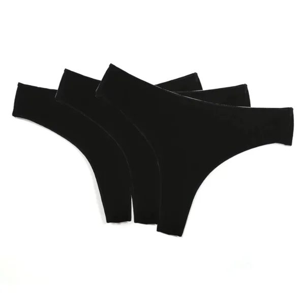3 Pcs Women’s Low Waist Cotton Thong Size M Black Underwear