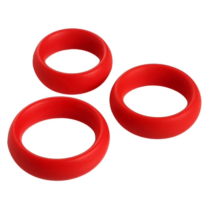 3 Piece Silicone Cock Ring Set – Red