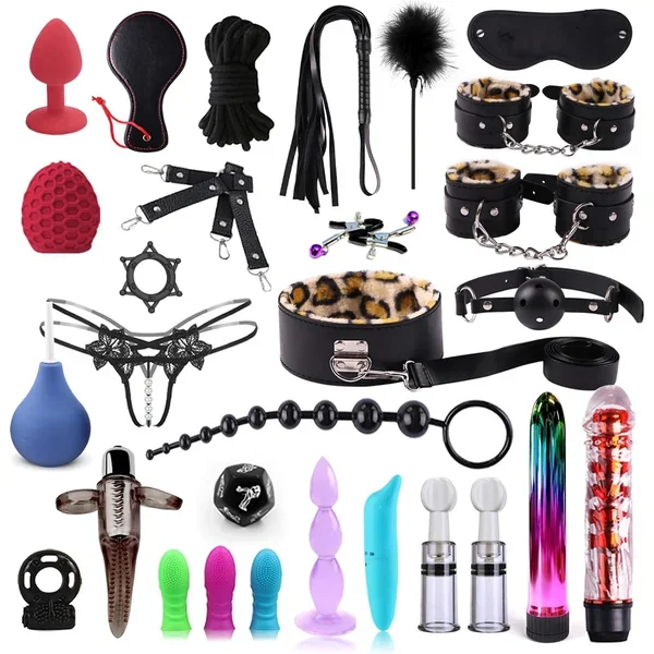 30-Piece BDSM Bondage Kit – Restraint Set & Adult Toys for Couples & Women