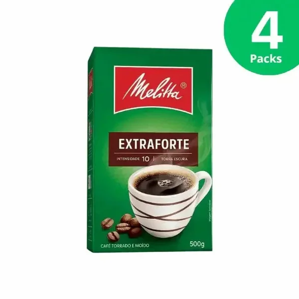 4-Pack Melitta Extraforte Ground Coffee, Uninterrupted Intense Roast, 4 x 17.64 oz (4 x 500 g)