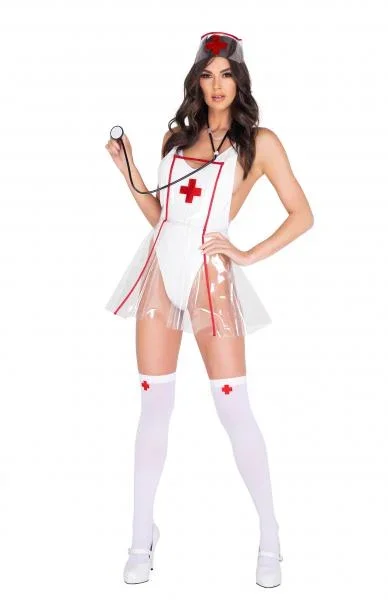 4 Piece Naughty Nurse – White/Red –