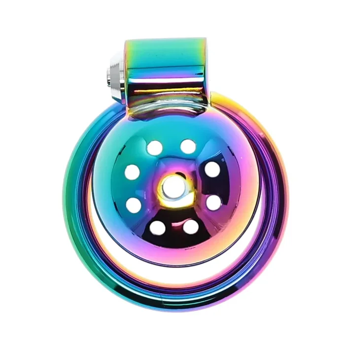 45MM AL ZINC ALLOY COCK RING W/ CAGE – RAINBOW