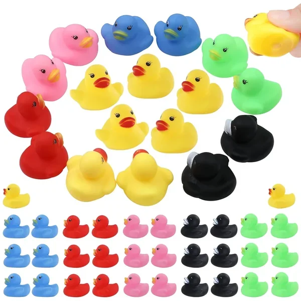 50 Pack Multicolor Mini Rubber Ducky Float Ducks Baby Bath Toy, Great For J