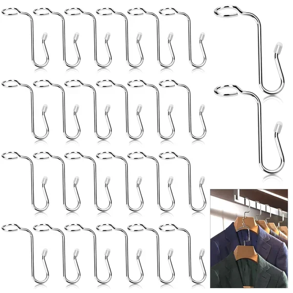 50 Pieces Hanger Connector Hooks Metal Hanger Extender Hooks Stable Clothes Hang