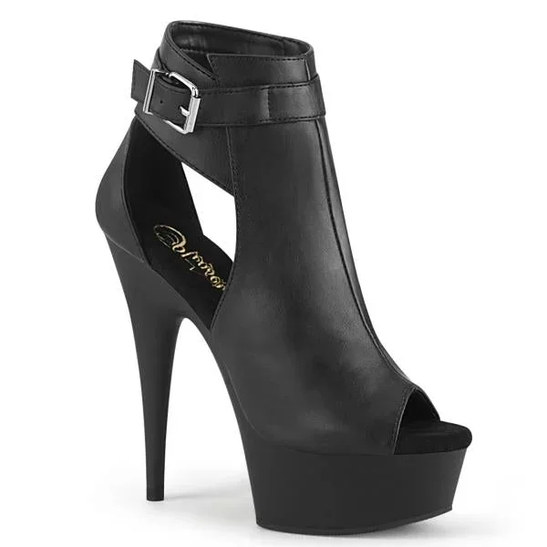 6″ Platform Delight Peep Toe Bootie – Black –