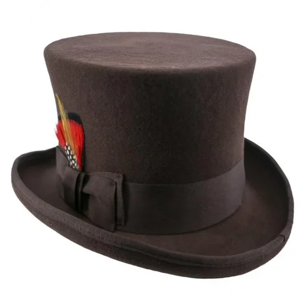6″ Top Hat – 100% Wool Felt – Brown – Size