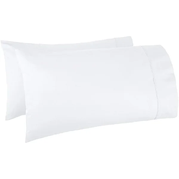 600 Tc 100% Cotton Pillowcases (White, 2 Pc Queen Pillow Case)