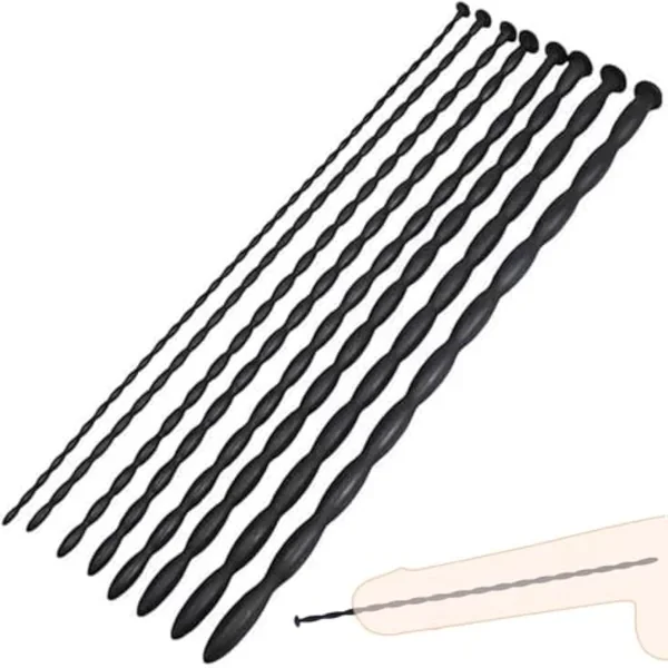 6Pc Set Male Silicone Urethra Sound Tail Plug Vibrator – Penis Dilator Stretcher Female Sex Toys – Catheters & Sounds – Rod Urethral Obstruction Cock Expansion Stimulation Masturbation