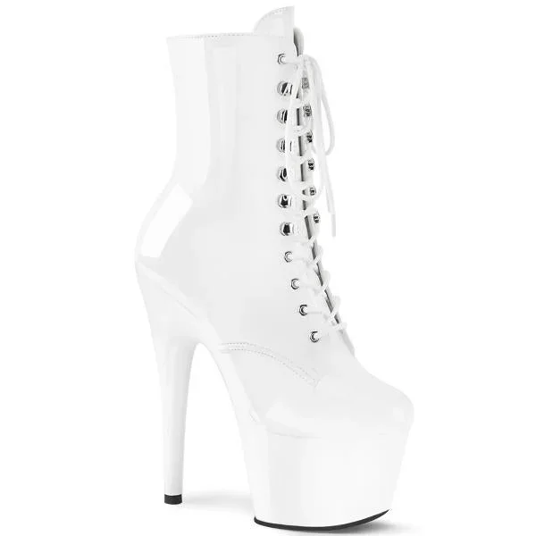 7″ Platform Lace-up Ankle Boot – White –