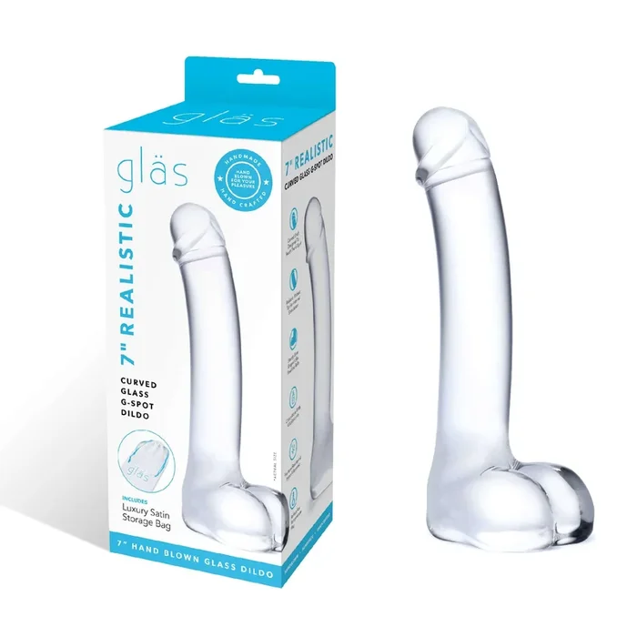 7 Inch Realistic Curved Glass G-Spot Dildo – Clear
