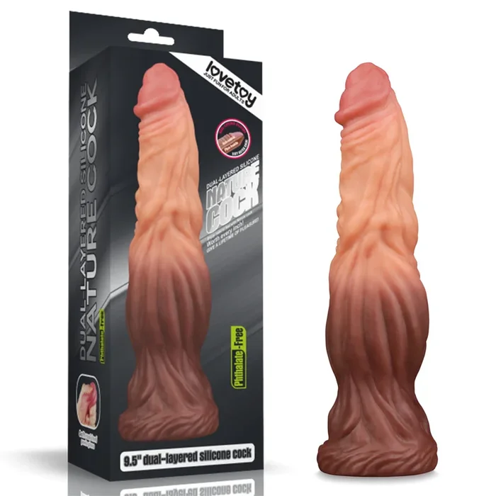 9.5IN DUAL LAYERED PLATINUM SILICONE COCK