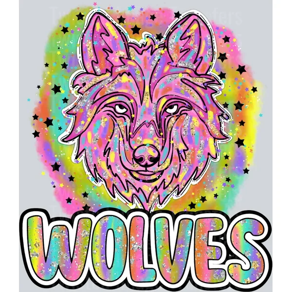 90s Girl Nostalgia Mascots Wolves DTF (direct-to-film) Transfer