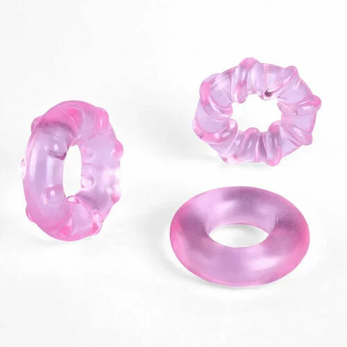 Acmejoy – 3-Piece Set Cock Rings High-Elasticity Tpe Rings For Male Pleasure