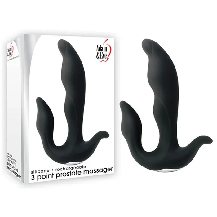 Adam & Eve 3-Point Prostate Massager – Black USB Rechargable Vibrating Prostate Massager