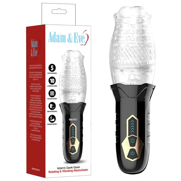 Adam & Eve Adam’s Gawk Gawk – Clear USB Rechargeable Rotating Masturbator