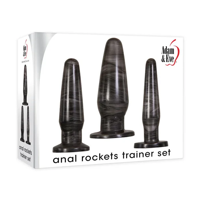 Adam & Eve ANAL ROCKETS TRAINER SET – Black Butt Plugs – Set of 3 Sizes