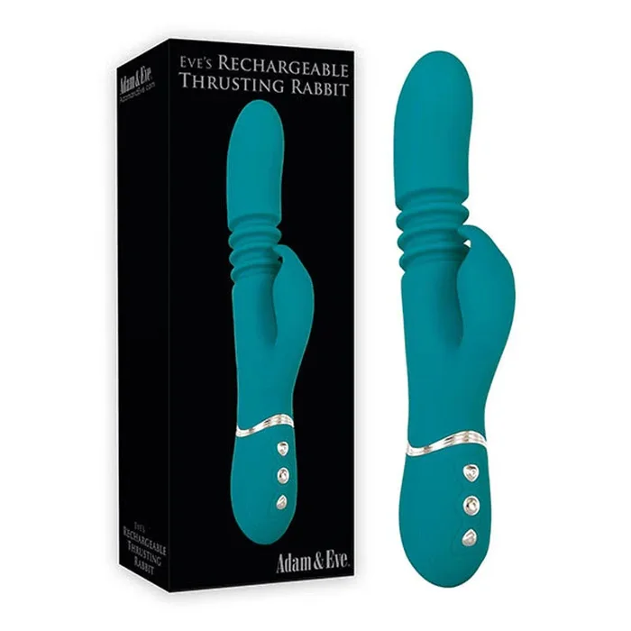 Adam & Eve Eve’s Rechargeable Thrusting Rabbit – Green 22.9 cm (9”) USB Rechargeable Thrusting Rabbit Vibrator