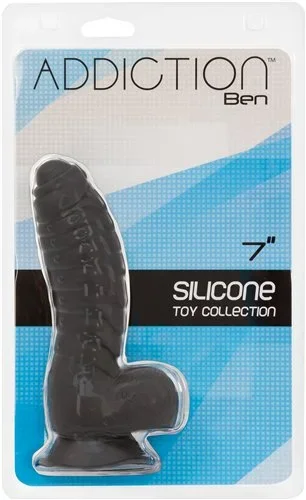 Addiction 100% Silicone Ben 7 inches Realistic Dildo With Balls Black