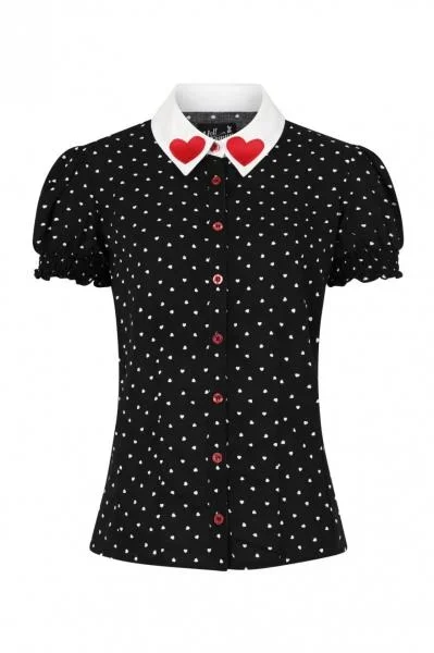 Allie Heart Collar Blouse – Black –