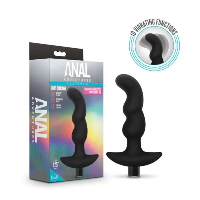 Anal Adventures – Platinum – Silicone Vibrating Prostate Massager 03 – Black