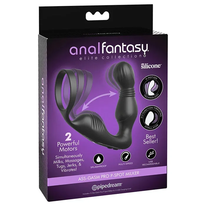 Anal Fantasy Elite Ass-Gasm P-Spot Milker – Black USB Rechargeable Prostate Massage with Cock Ring