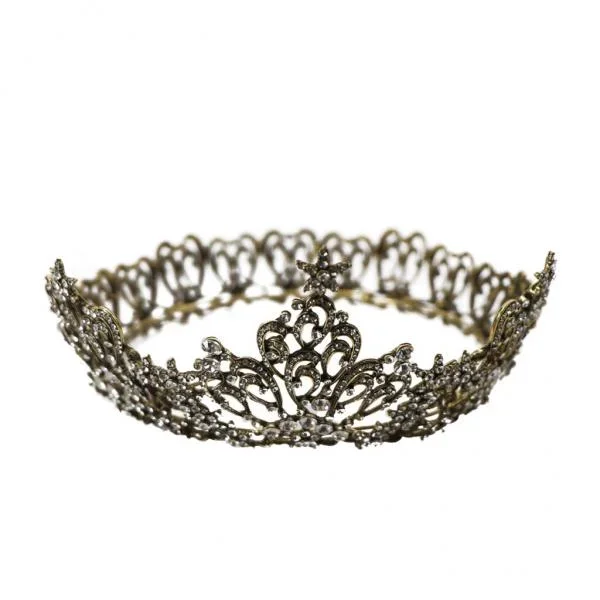 Antiqued Jeweled Metal Crown