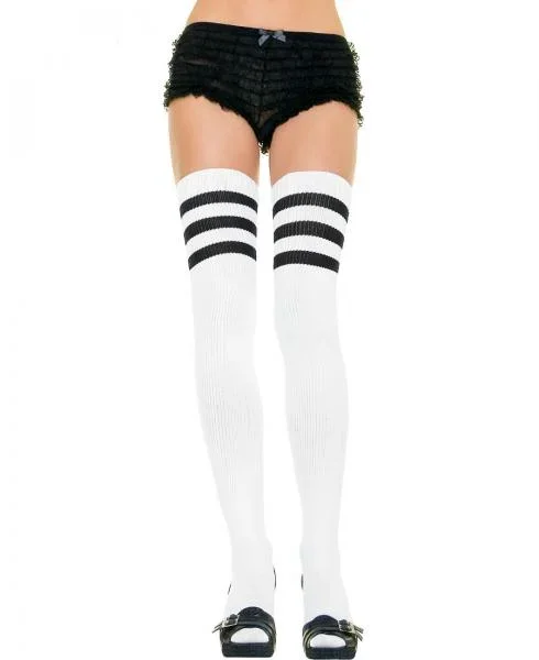 Athlete Thigh High – White & Black – One Size