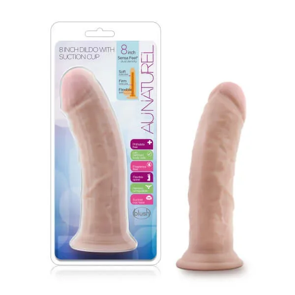 AU Naturel 8 inch Dildo with Suction Cup Vanilla