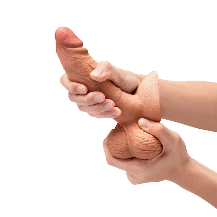 b-Vibe Slipskin Realistic 6 Inch Girthy Silicone Dildo – Caramel