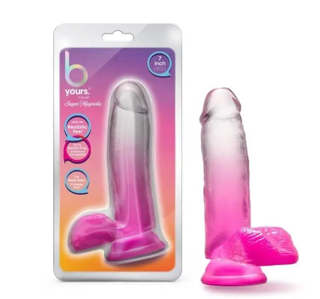 B Yours Sugar Magnolia 7″ Dildo with Balls Fuchsia – Realistic Design