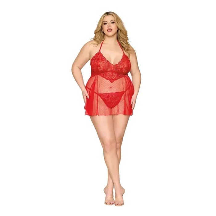 Babydoll and G-String Dmnd – One Size Queen – Red