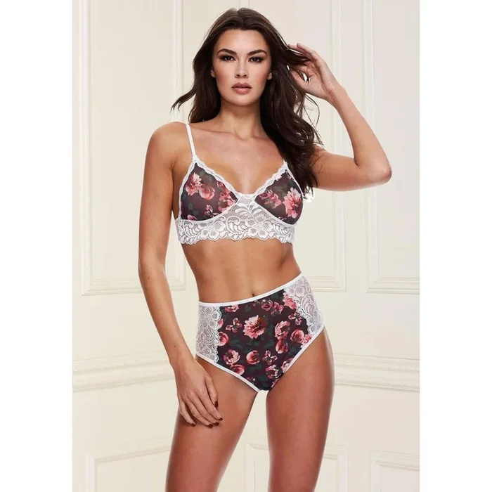 Baci Floral & Lace Bra Set Grey