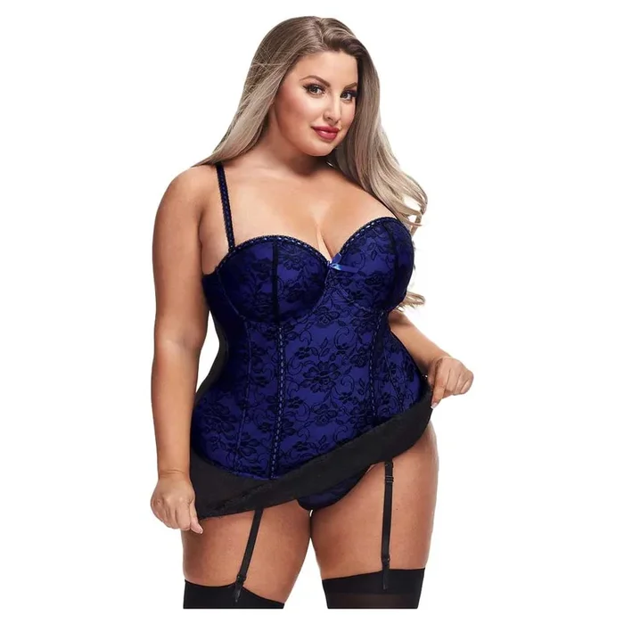 Baci Floral Lace Bustier and G-String 2-Piece Set