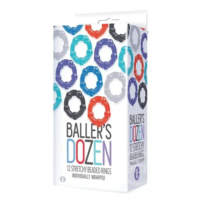 Baller’s Dozen – Beaded – Individually Wrapped Cock Rings – Pack of 12