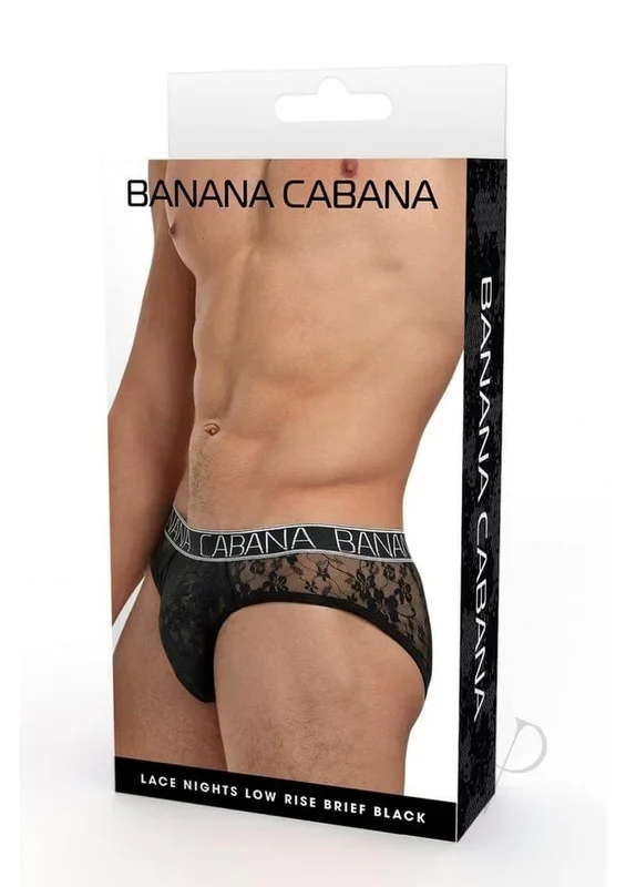 Banana Cabana Lace Nights Low Rise Brief Black Small Medium
