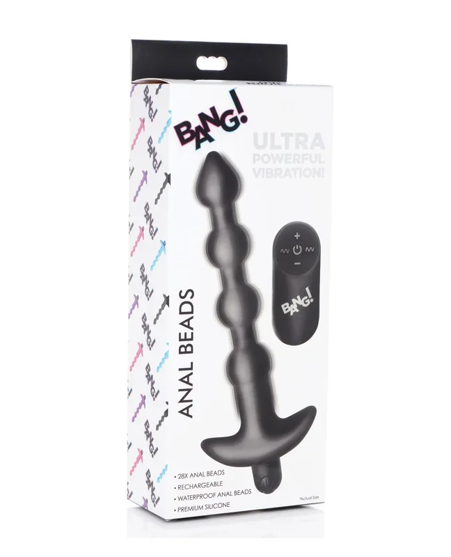 Bang! 28X Vibrating Silicone Anal Beads with Remote Control