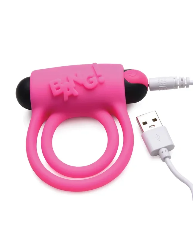 Bang! Vibrating Cock Ring & Bullet w/Remote Control – Pink
