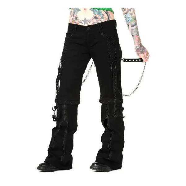 Banned Ladies Zip off Bondage Trousers/Shorts Black Chains