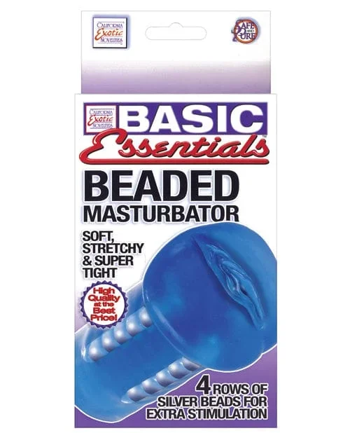 Basic Essentials Beaded Masturbator – Blue