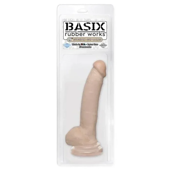 Basix Rubber Works 9 Inch Suction Cup Dong – Flesh