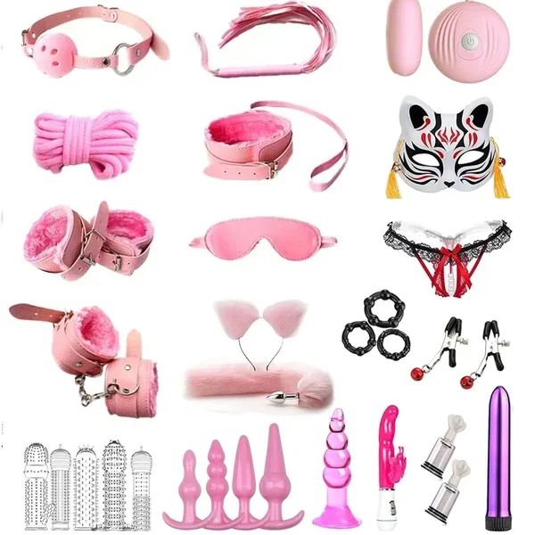 Bdsm Restraints Sex Toys 27Pc Bondage Restraints Set Fetish Bed Restraints Kits For Beginners,Gang Ball Play, Vibrators Massagers, Bondage Kit For Couples Sex
