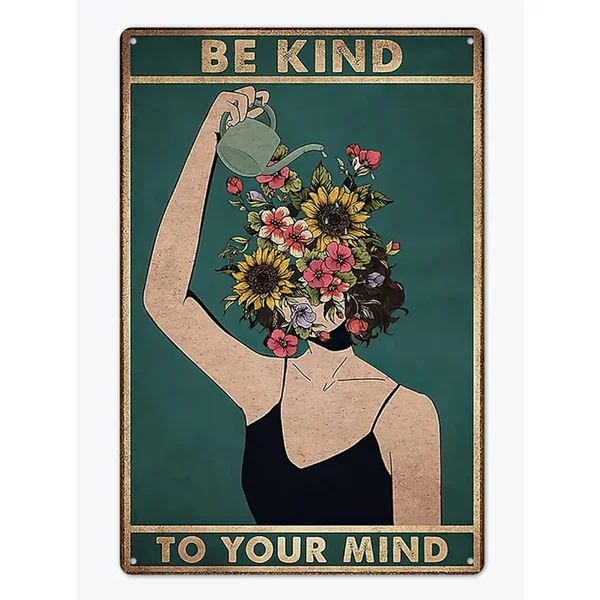 Be Kind To Your Mind Vintage Tin Signs Hippie Boho Wall Art Encouragement Gift