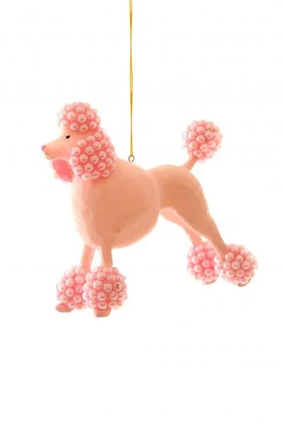 Beaded Poodle Ornament – Pink